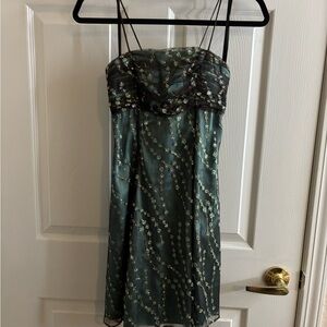 Morgan & Co. Ribbon Straps Dress in Turquoise and Brown